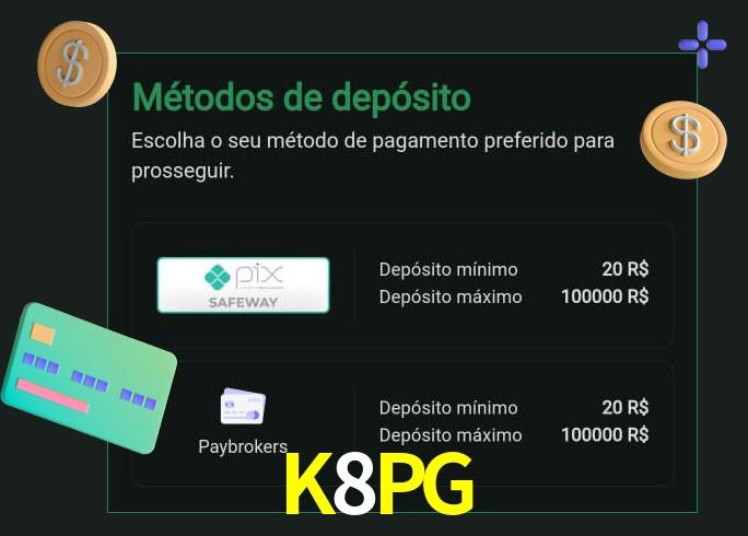O cassino K8PG oferece uma grande variedade de métodos de pagamento